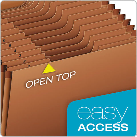 Heavy-duty Open-top Expanding Stadium File, 31 Sections, 1/3-cut Tabs, Letter Size, Redrope