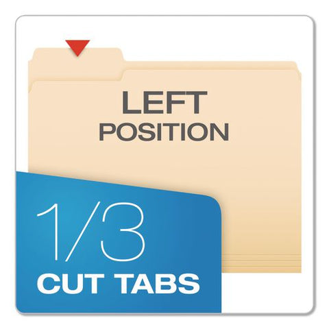 Reinforced Top File Folders, 1/3-cut Tabs: Left Position, Letter Size, Manila, 100/box