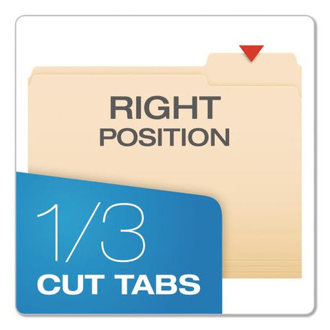 Reinforced Top Tab Manila File Folders, 1/3-cut Tabs: Right Position, Letter Size, Manila, 100/box