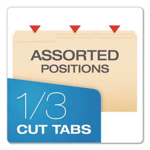 Reinforced Top File Folders, 1/3-cut Tabs: Assorted Positions, Legal Size, Manila, 100/box