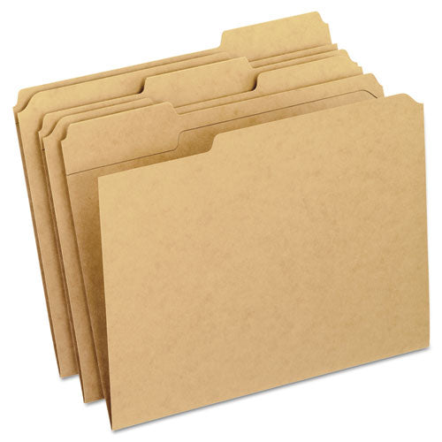 Dark Kraft File Folders With Double-ply Top, 1/3-cut Tabs: Assorted, Letter Size, 0.75" Expansion, Brown, 100/box