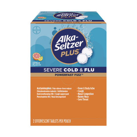 Plus Powerfast Fizz Sever Cold And Flu Effervescent Tablet, 2 Tablets/pouch, 30 Pouches/box