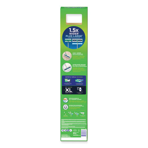 Sweeper Mop, Xl Dry + Wet Sweeping Kit, 16.5 X 9 White Cloth Head, 46" Green/silver Aluminum/plastic Handle