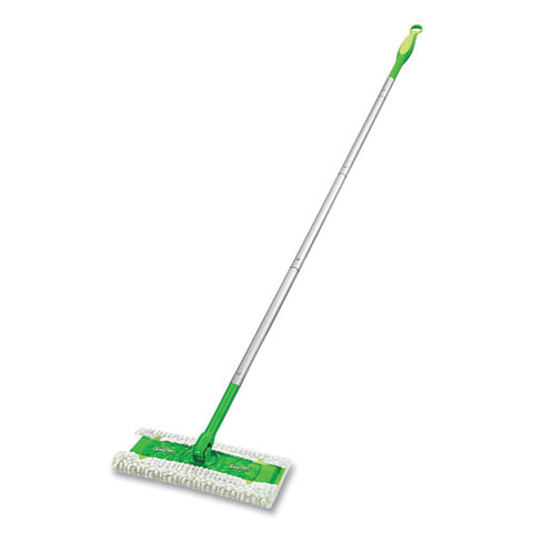 Sweeper Mop, 10 X 4.8 White Cloth Head, 46" Green/silver Aluminum/plastic Handle