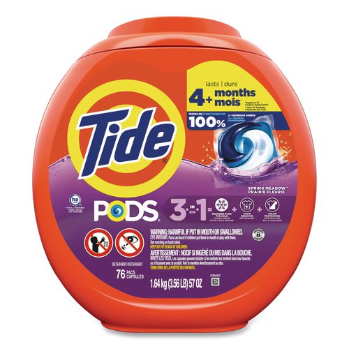 Pods Laundry Detergent, Spring Meadow, 66 Oz Tub, 76 Pacs/tub
