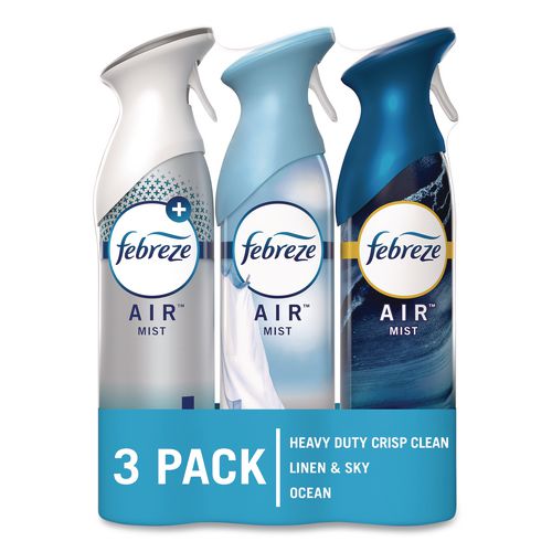Air Variety Pack, Heavy-duty Crisp Clean/linen And Sky/ocean, 8.8 Oz Aerosol Spray, 3/pack