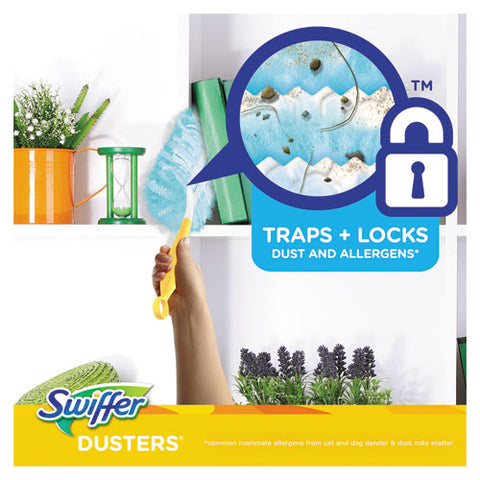 Dusters Starter Kit, Dust Lock Fiber, 6" Handle, Blue/yellow, 6/carton