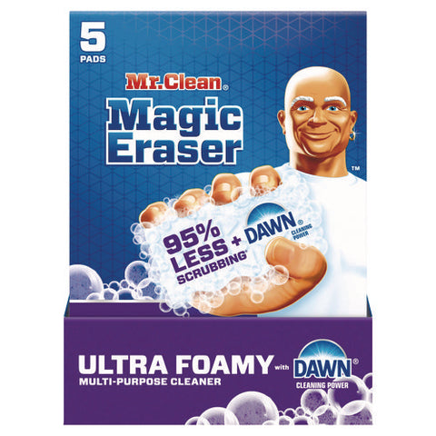 Magic Eraser, Ultra Foamy, 4.6" X 2.3", 0.7" Thick, White, 5/pack, 4 Packs/carton