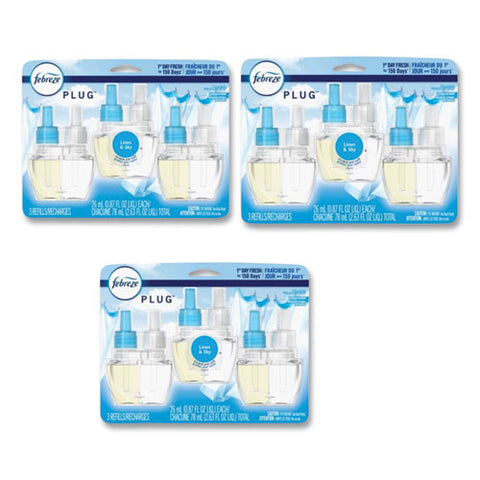 Plug Air Freshener Refills, Linen And Sky, 2.63 Oz, 3/pack, 3 Packs/carton