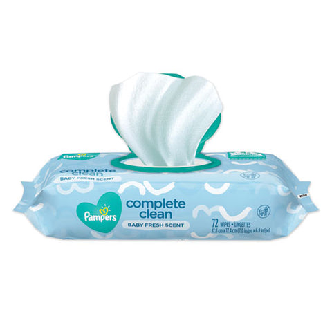 Complete Clean Baby Wipes, 1-ply, Baby Fresh, 7 X 6.8, White, 72 Wipes/pack, 8 Packs/carton