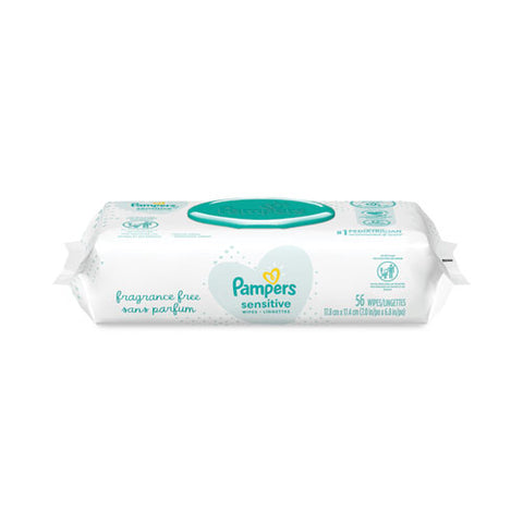 Sensitive Baby Wipes, 1-ply, 6.8 X 7, Unscented, White, 56/pack