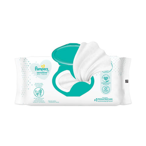 Sensitive Baby Wipes, 1-ply, 6.8 X 7, Unscented, White, 56/pack