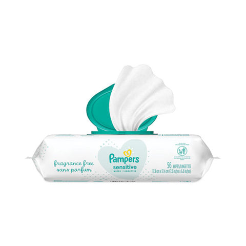 Sensitive Baby Wipes, 1-ply, 6.8 X 7, Unscented, White, 56/pack