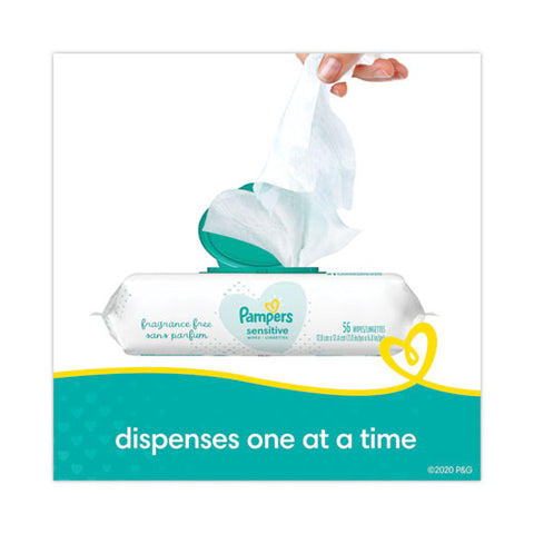 Sensitive Baby Wipes, 1-ply, 6.8 X 7, Unscented, White, 56/pack