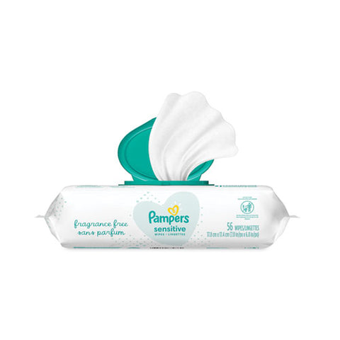 Sensitive Baby Wipes, 1-ply, 6.8 X 7, Unscented, White, 56/pack, 8 Packs/carton