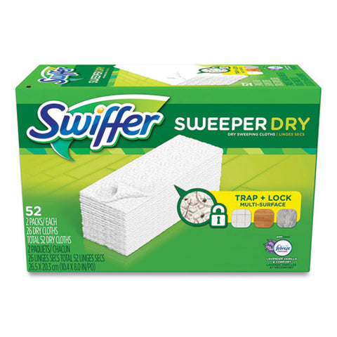 Dry Refill Cloths, 1-ply, 10.63" X 8", Lavender And Vanilla, White, 52/box