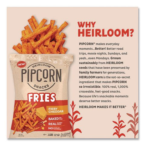 Pipcorn Fries, Fiery Cheddar, 1 Oz Bag, 24/carton
