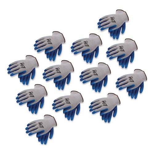 Gp Latex-coated Cotton/polyester Gloves, En388: 1111, Small, Gray/blue, 12 Pairs