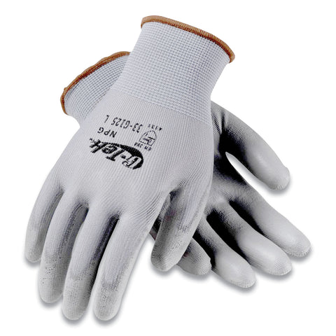 Gp Polyurethane-coated Nylon Gloves, Large, Gray, 12 Pairs