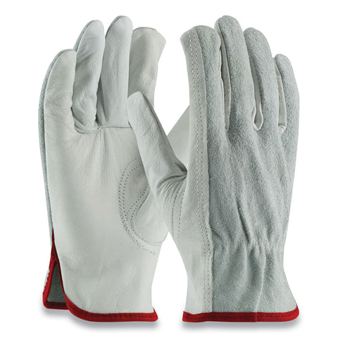 Top-grain Leather Drivers Gloves With Shoulder-split Cowhide Leather Back, Small, Gray