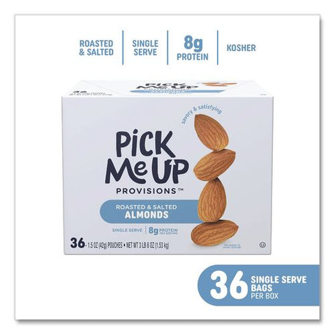 Roasted And Salted Almonds, 1.5 Oz Pouch, 36/box