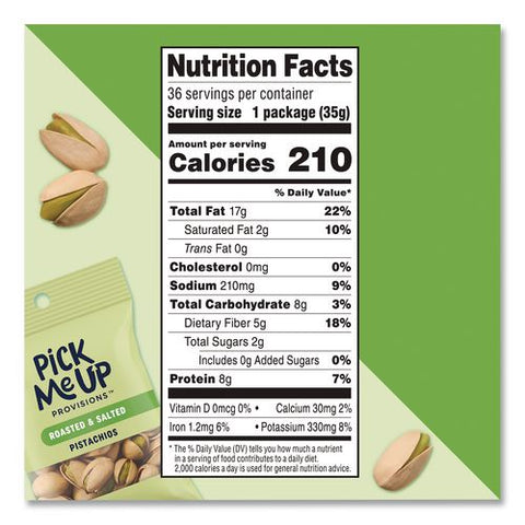 Roasted And Salted Pistachios, In Shell, 1.25 Oz Packet, 36/box