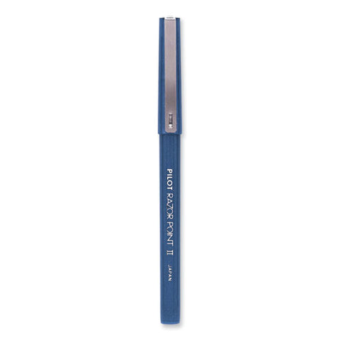 Razor Point Ii Super Fine Line Porous Point Pen, Stick, Ultra-fine 0.2 Mm, Blue Ink, Blue Barrel, Dozen