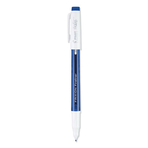 Frixion Fineliner Erasable Porous Point Pen, Stick, Fine 0.6 Mm, Blue Ink, Blue/white Barrel, Dozen