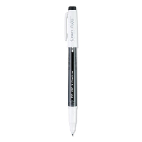 Frixion Fineliner Erasable Porous Point Pen, Stick, Fine 0.6 Mm, Black Ink, Black/white Barrel, Dozen