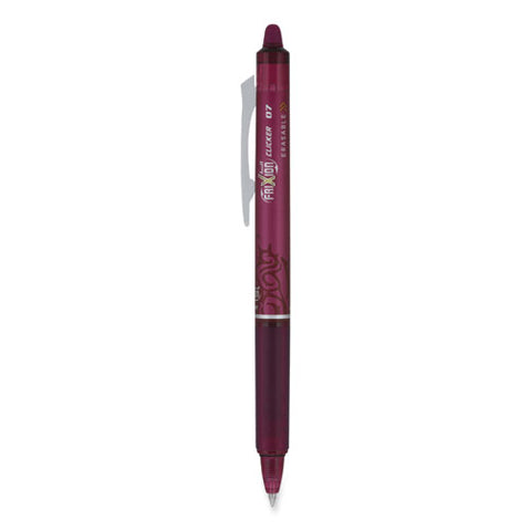 Frixion Clicker Erasable Gel Pen, Retractable, Fine 0.7 Mm, Burgundy Ink, Burgundy Barrel, Dozen