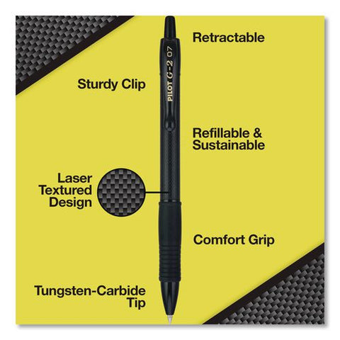 G2 Edge Premium Gel Pen, Retractable, Fine 0.7mm, Black Ink, Black Barrel, 36/pack