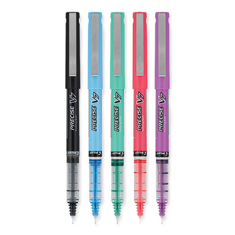 Precise V7 Rollerball Pen, Stick, Fine 0.7 Mm, Assorted Ink And Barrel Colors, 5/pack