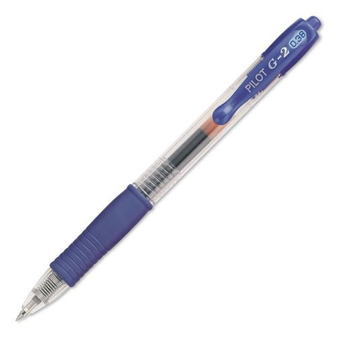 G2 Edge Premium Gel Pen, Retractable, Ultra Fine 0.38 Mm, Blue Ink, Clear/blue Barrel, 5/pack