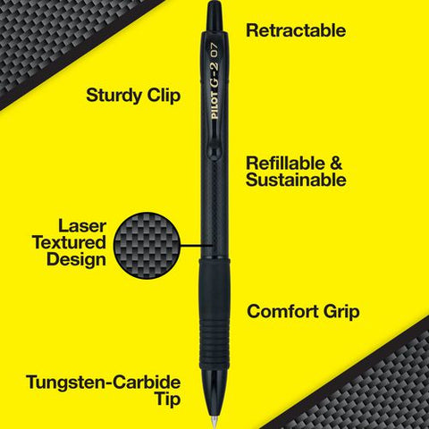 G2 Edge Premium Gel Pen, Retractable, Fine 0.7 Mm, Black Ink/barrel, Dozen