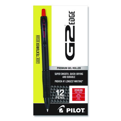 G2 Edge Premium Gel Roller Pen, Retractable, Fine 0.7 Mm, Red Ink, Black/red Barrel, Dozen