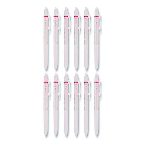 Frixion Waai Erasable Gel Pen, Retractable, Extra Fine 0.5 Mm, Cherry Ink, Beige/cherry Barrel, Dozen