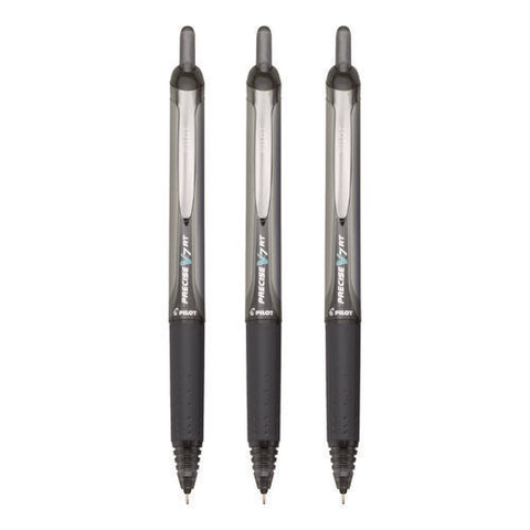 Precise V7rt Roller Ball Pen, Retractable, Fine 0.7 Mm, Black Ink And Barrel, 3/pack