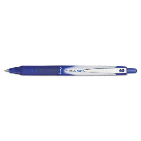 Vball Rt Liquid Ink Roller Ball Pen, Retractable, Extra-fine 0.5 Mm, Blue Ink, Blue/white Barrel