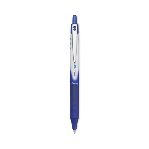 Vball Rt Liquid Ink Roller Ball Pen, Retractable, Extra-fine 0.5 Mm, Blue Ink, Blue/white Barrel