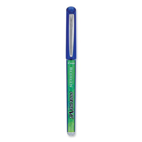 Precise V5 Begreen Roller Ball Pen, Stick, Extra-fine 0.5 Mm, Blue Ink, Blue Barrel, Dozen