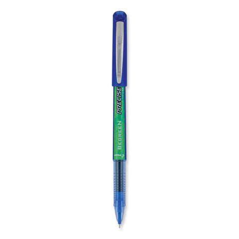 Precise V5 Begreen Roller Ball Pen, Stick, Extra-fine 0.5 Mm, Blue Ink, Blue Barrel, Dozen