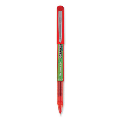 Precise V5 Begreen Roller Ball Pen, Stick, Extra-fine 0.5 Mm, Red Ink, Red Barrel, Dozen