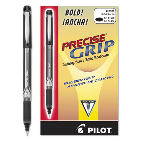 Precise Grip Roller Ball Pen, Stick, Bold 1 Mm, Black Ink, Black Barrel