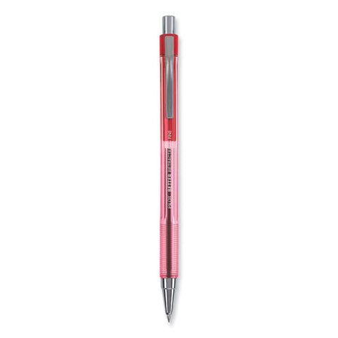 Better Ballpoint Pen, Retractable, Fine 0.7 Mm, Red Ink, Translucent Red Barrel, Dozen