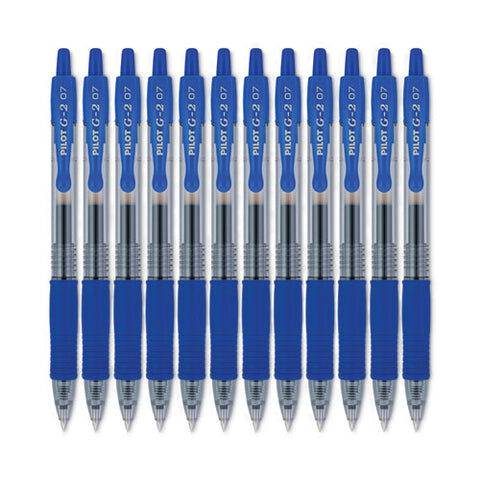 G2 Premium Gel Pen, Retractable, Fine 0.7 Mm, Blue Ink, Smoke/blue Barrel, 12/pack