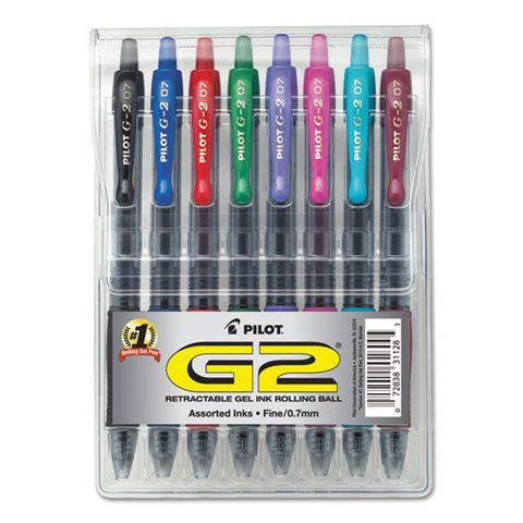 G2 Premium Gel Pen, Retractable, Fine 0.7 Mm, Assorted Ink And Barrel Colors, 8/pack