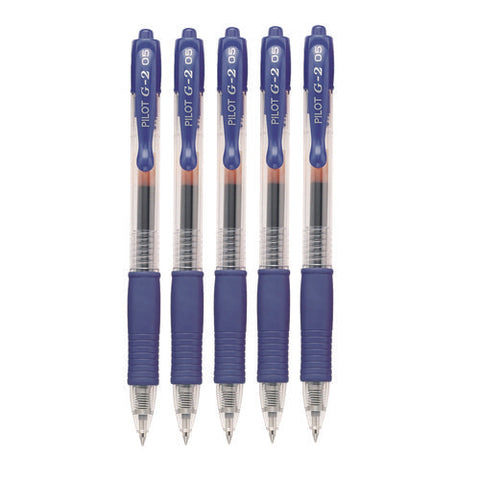 G2 Premium Gel Pen, Retractable, Extra-fine 0.5 Mm, Blue Ink, Smoke/blue Barrel, 5/pack