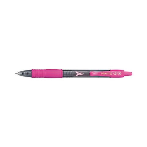 G2 Premium Breast Cancer Awareness Gel Pen, Retractable, Fine 0.7 Mm, Black Ink, Smoke/pink Barrel, 2/pack