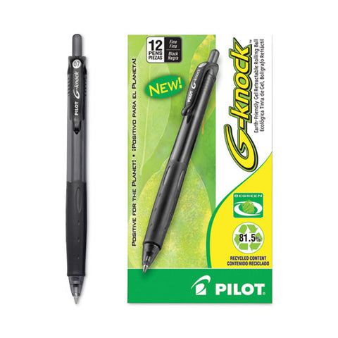 G-knock Begreen Gel Pen, Retractable, Fine 0.7 Mm, Black Ink, Smoke/black Barrel, Dozen