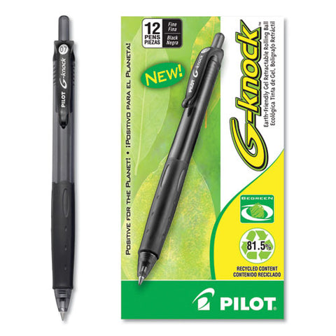 G-knock Begreen Gel Pen, Retractable, Fine 0.7 Mm, Blue Ink, Translucent Blue/blue Barrel, Dozen